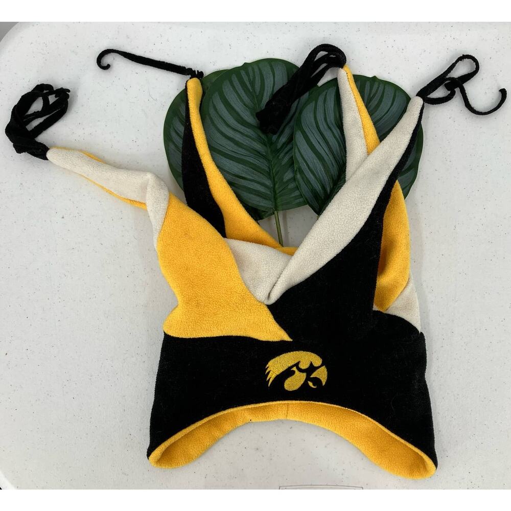 Fan Favorite Iowa Hawkeye University Yellow Black White Embroidered Jester Hat